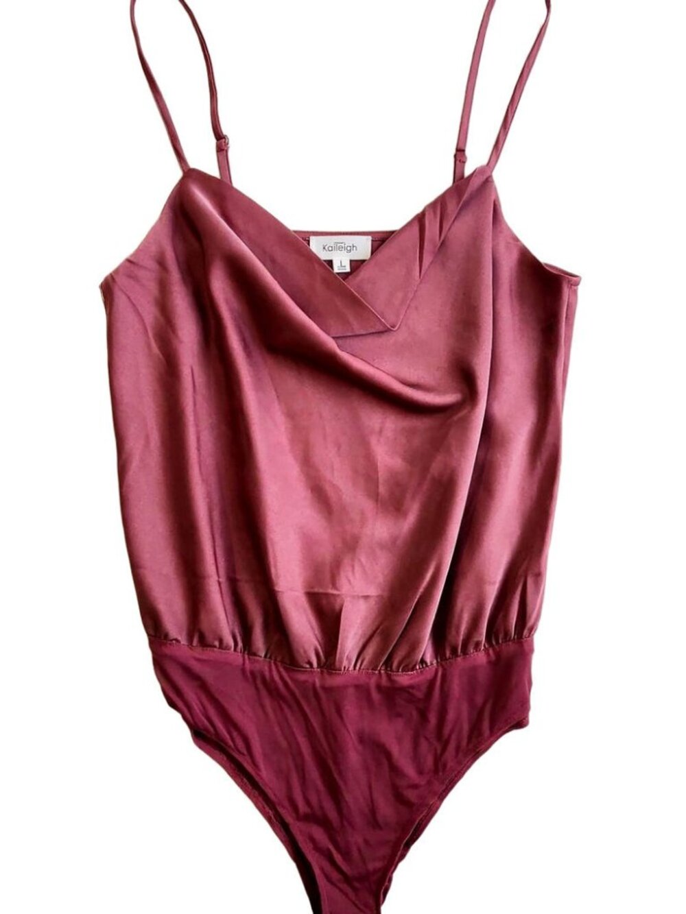 Kaileigh Valentina Cowl Neck Bodysuit Pink Size L NWT